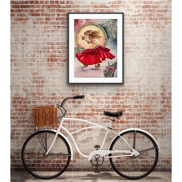 Tip Toe Dancing Upon The Earth Hula Dance Watercolor Art Print AJJ Arts - Picture 2 of 13